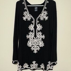 INC Black Printer Tunic